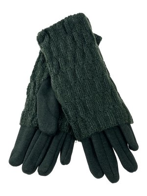 Женские текстильные перчатки с шерстяными митенками, цвет зеленый