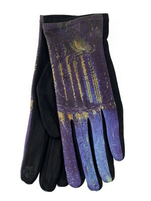 Женские перчатки из велюра с принтом, оттенки фиолетового