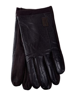 Кожаные мужские перчатки на флисе, цвет коричневый