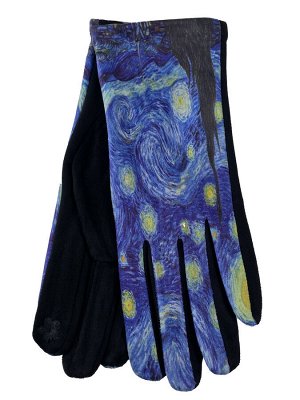 Женские перчатки из велюра с принтом, оттенки синего
