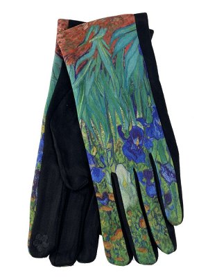 Женские перчатки из велюра с принтом, оттенки зеленого