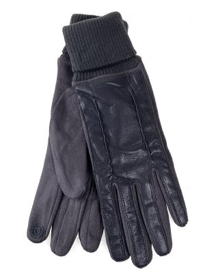 Кожаные женские перчатки на флисе, цвет серый