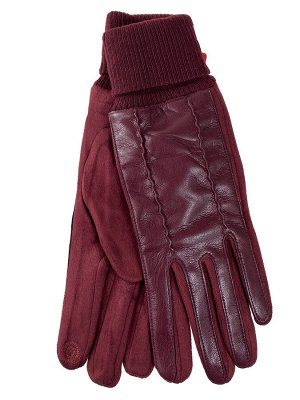 Кожаные женские перчатки на флисе, цвет бордовый