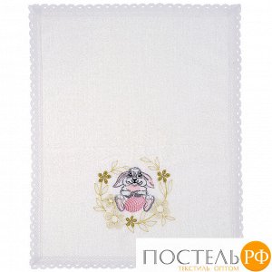 850-841-7 полотенце махровое 50х30 пасхальный заяц,белый,100%хлопок,вышивка