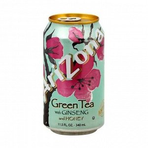 Безалкогольный негазированный напиток  Arizona Green Tea with Ginseng and Honey ж/б 340 мл 1/30