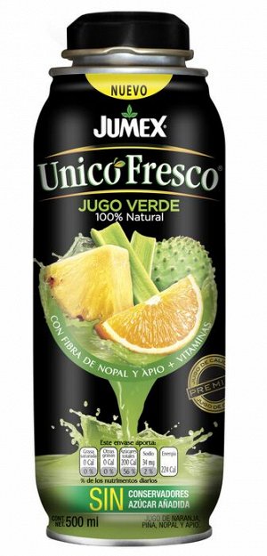 Сок из апельсина, ананаса, нопаля и сельдерея Jumex Unico Fresco JUGO VERDE концентр сок ж/б 473 мл