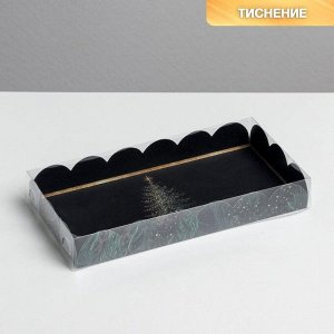 Коробка для кондитерских изделий с PVC крышкой «Зелень», 10.5 x 21 x 3 см