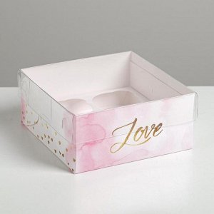 Коробка на 4 капкейка Love, 16 ? 16 ? 7.5 см