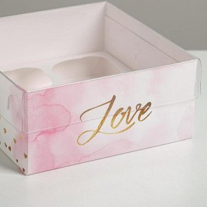 Коробка на 4 кулича Love, 16 х 16 х 7.5 см
