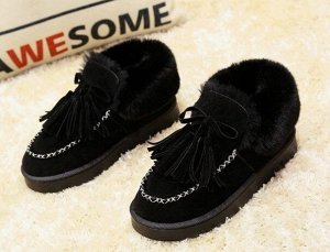 Женские ботинки с мехом, цвет черный