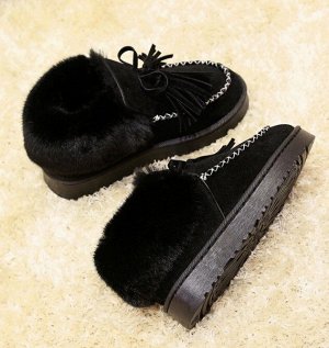 Женские ботинки с мехом, цвет черный