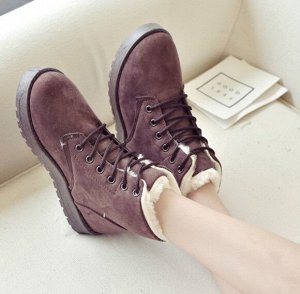 Женские ботинки с шнуровкоой, цвет коричневый