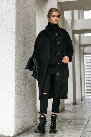 Пальто демисезонное оверсайз длинное черное