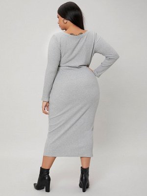 BASICS Plus Size Платье вязаный в рубчик