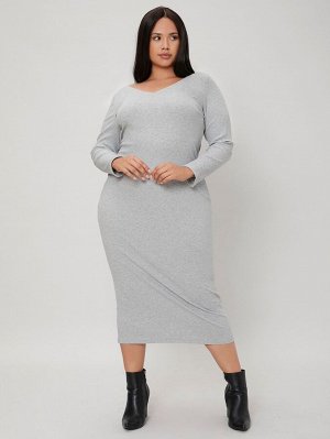 BASICS Plus Size Платье вязаный в рубчик