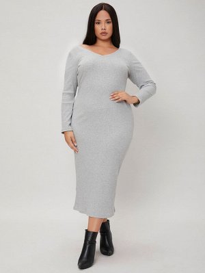 BASICS Plus Size Платье вязаный в рубчик