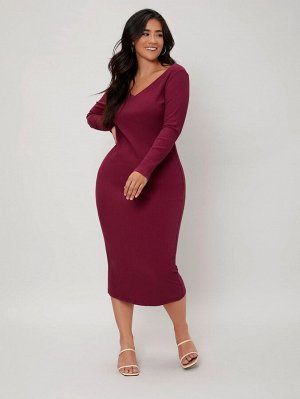 BASICS трикотажный Одноцветный Элегантный Платья Plus Size