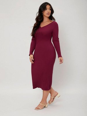 BASICS трикотажный Одноцветный Элегантный Платья Plus Size