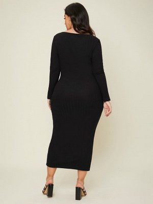 BASICS Трикотажное облегающее платье в рубчик Plus Size