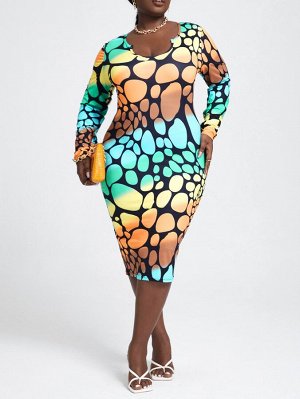 SXY размера плюс Облегающее платье с геометрическим принтом