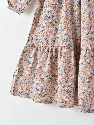Платье с цветочным принтом с рукавами-фонариками для девочек