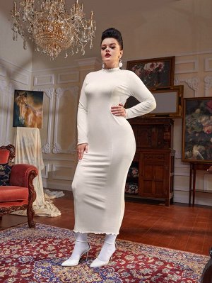 X Robyn Nichole Plus Size Облегающее платье с воротником-стойкой волнистой отделкой