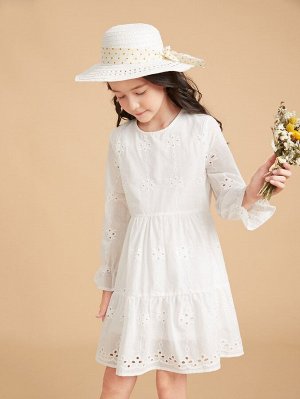 Платье с ажурной вышивкой для девочек