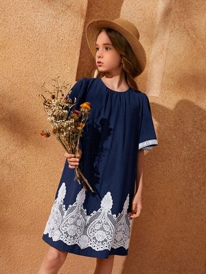 Платье-туника с вышивкой для девочек