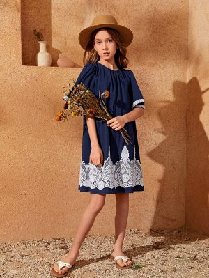 Платье-туника с вышивкой для девочек