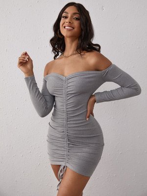 SXY Облегающее платье с открытыми плечами на кулиске