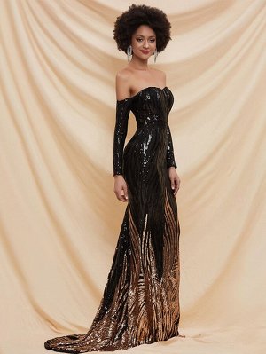 Missord контрастное блестящее платье-русалка с открытыми плечами