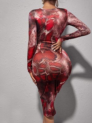SXY Облегающее платье со змеиным принтом