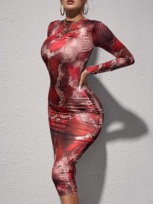 SXY Облегающее платье со змеиным принтом