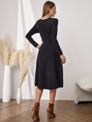 Платье-свитер перекрестный с v-образным вырезом