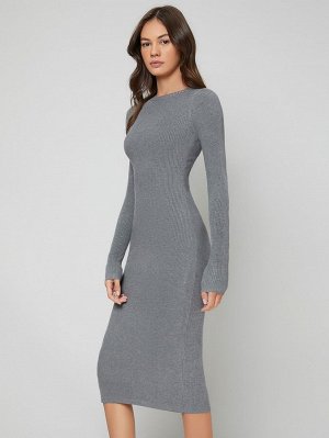 BASICS Облегающее вязаное платье-свитер в рубчик