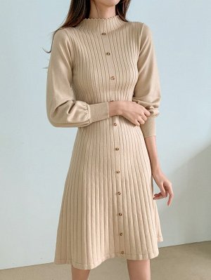 DAZY Платье-свитер с воротником-стойкой однобортный