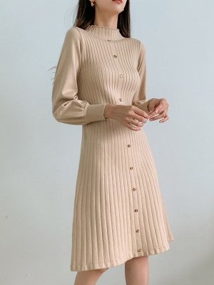 DAZY Платье-свитер с воротником-стойкой однобортный