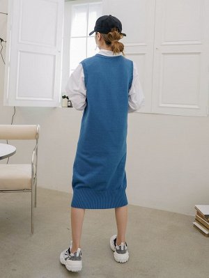DAZY Однотонное платье-свитер без рукавов без блузки