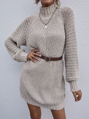 Платье-свитер с рукавами реглан без ремня