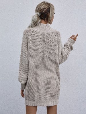 Платье-свитер с рукавами реглан без ремня