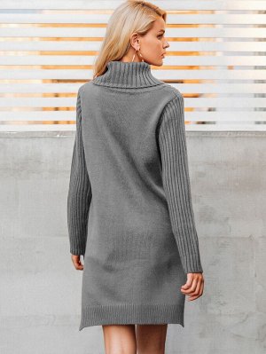 Simplee платье-свитер с разрезом и высоким воротником