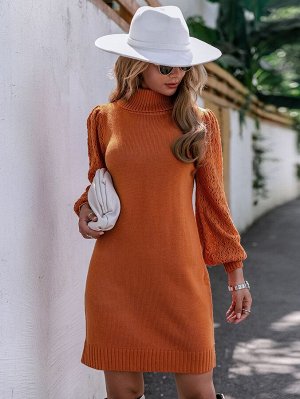 Simplee Платье-свитер с высоким воротником с рукавами-фонариками