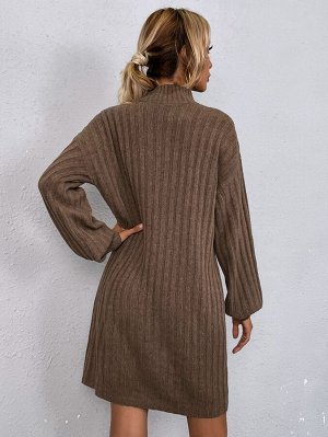 Платье-свитер с рукавами-фонариками без пояса