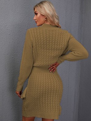 Платье-свитер вязаный с оборкой