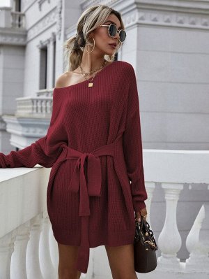 Однотонное платье-свитер