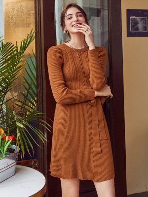 SheIn Simplee платье-свитер с поясом