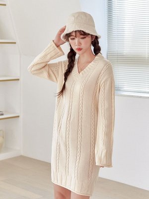 DAZY Платье-свитер с v-образным вырезом вязаный