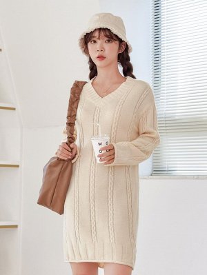DAZY Платье-свитер с v-образным вырезом вязаный