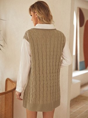 Платье-свитер без рукавов вязаный без блузки