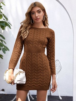 Вязаное платье-свитер с рукавами реглан